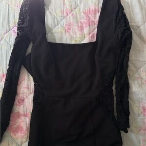 Windsor Black Dress with Lace Detail